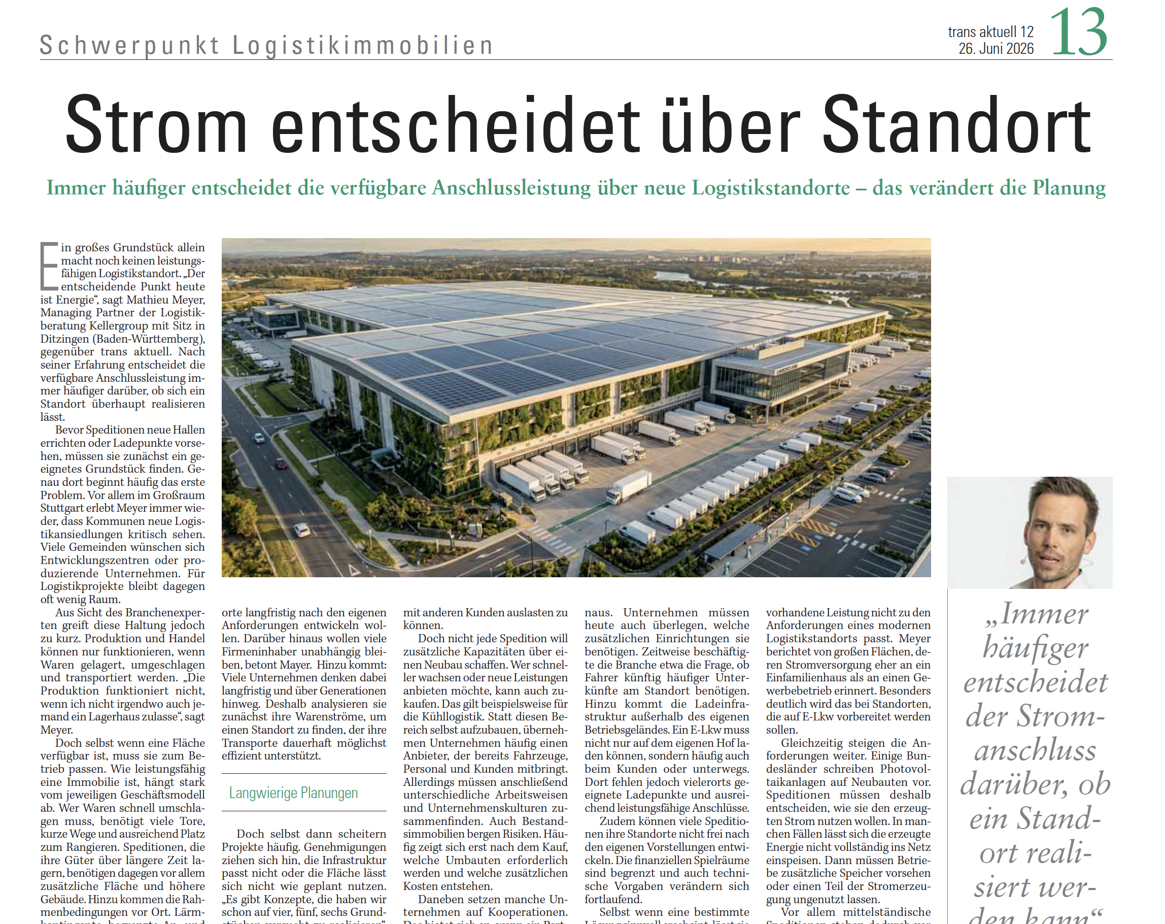 Transaktuell Kellergroup Strom entscheidet ueber Standort